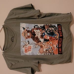 Smokey the Bear wildfires graphic crop top Large. Officially Licensed